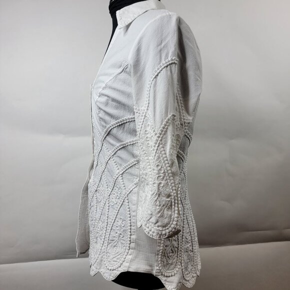 Gretty Zueger White Embroidered Button Down Top Size S - Picture 11 of 16